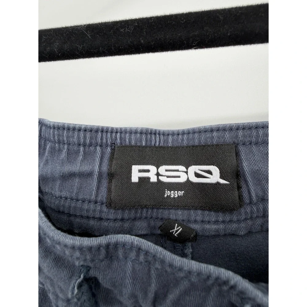 RSQ Mens Jogger Pants XL Navy Blue Stretch Cotton Twill Elastic Waist Casual